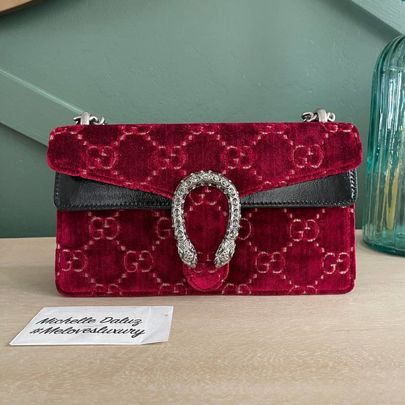 Gucci Handbags - NEW Gucci Dionysus Small Velvet Flap Bag Red